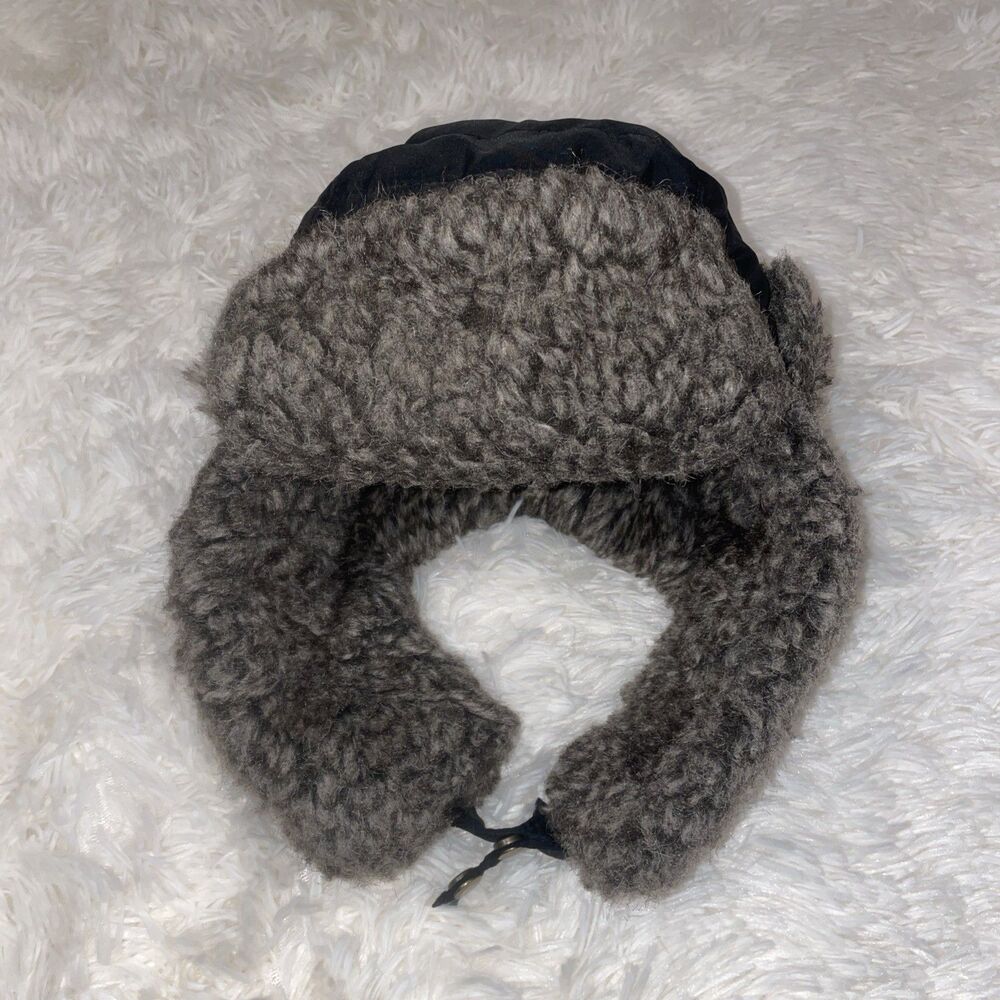 URBAN PIPELINE Men's Brown PLAID TRAPPER HAT with Gray Faux Fur WINTER CAP